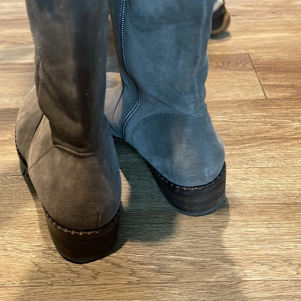 Gentle Souls Suede Mid Calf Boots - Brian Concrete Suede Gray Women's. - Picture 3 of 11